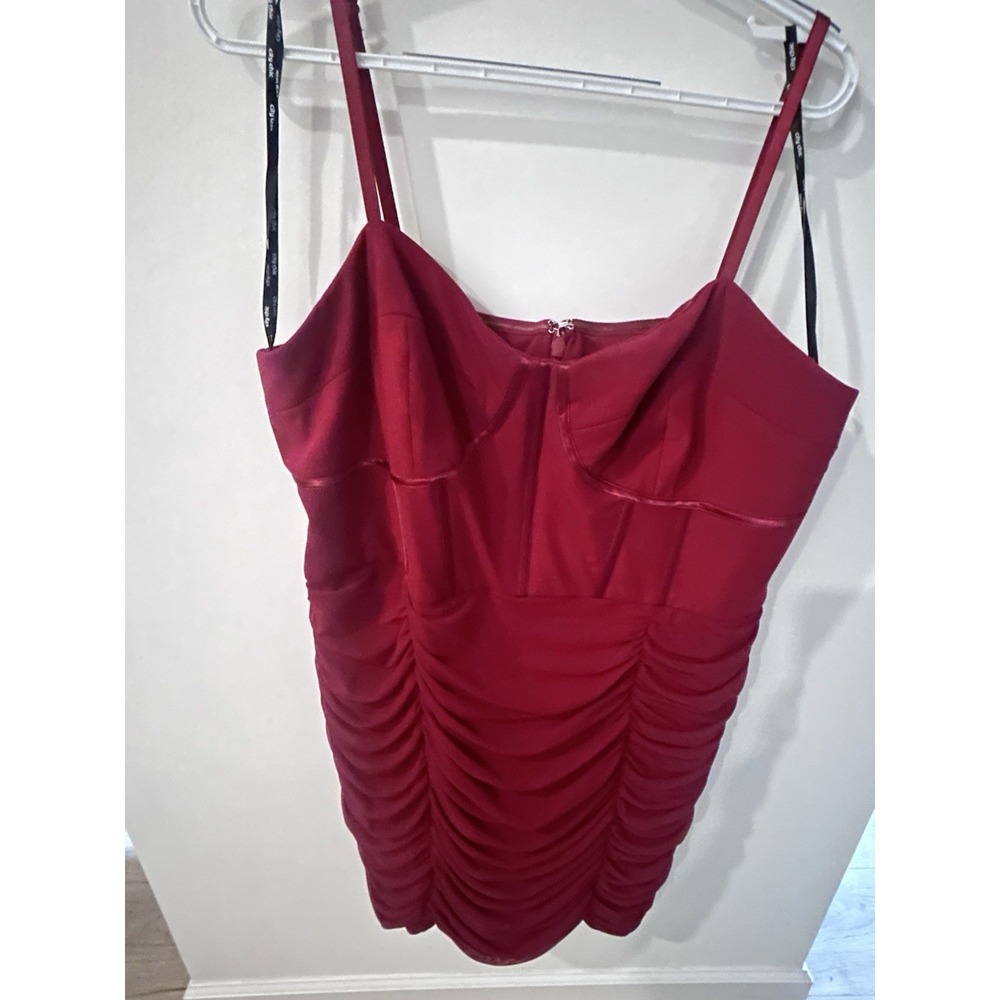 City Chic Burgundy Ruched Mini Dress